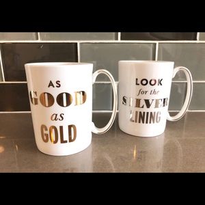 Kate Spade GOOD AS GOLD Coffee Cups SILVER LINING